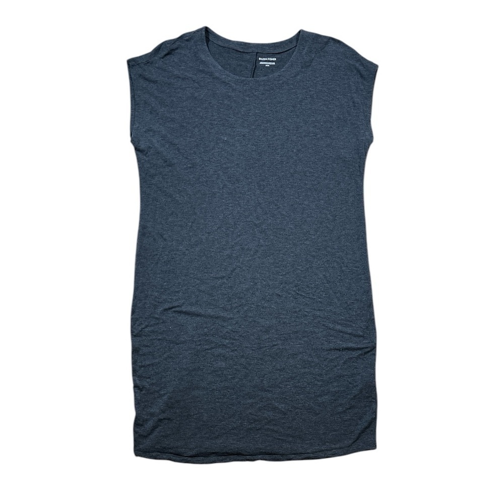 Eileen Fisher Fine Jersey Cap Sleeve Gray Grey Dress Women's Medium M T-Shirt